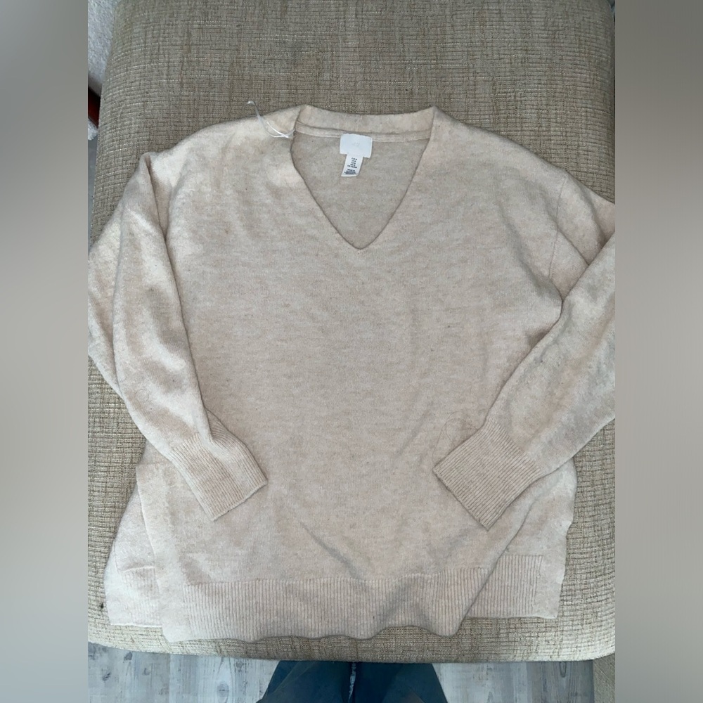 Oatmeal v neck oversized sweater